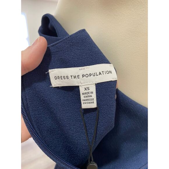 Dress the Population Catalina Fit Flare Midi Cocktail Midnight Blue XS - Picture 3 of 6